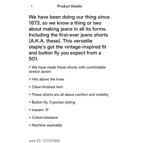 NEW Levi's 501 9" Mens Jean Shorts Grey Denim Hemmed Button Fly Stretch Size 42 - Picture 7 of 7